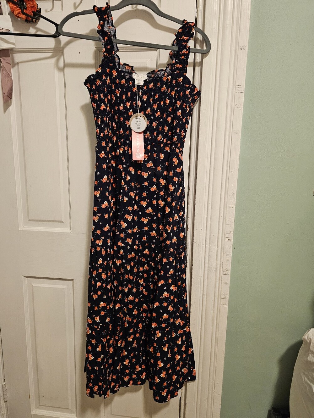 APRICOT Navy Maxi Dress with Orange Floral Print